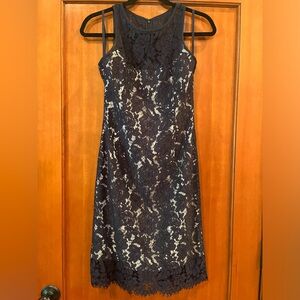 White House Black Market Navy Lace Dress Size 2